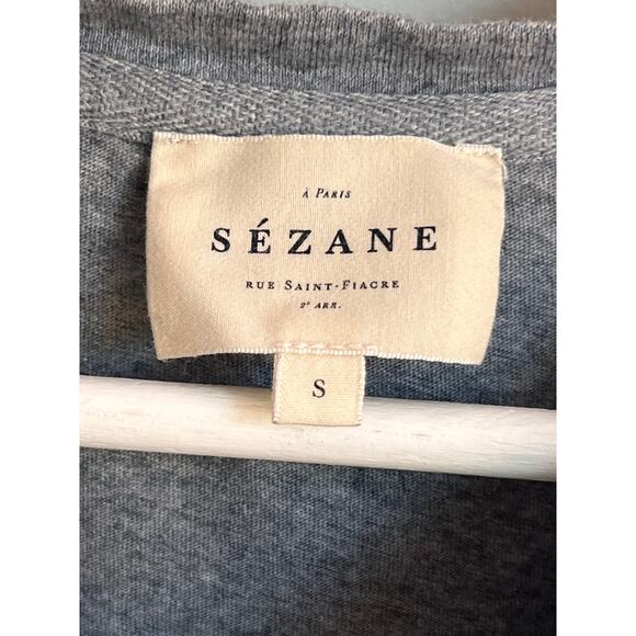 Sezane Conrad Cotton Short Sleeve Round Neck T-Shirt Mottled Gray Women's Small - Picture 5 of 7